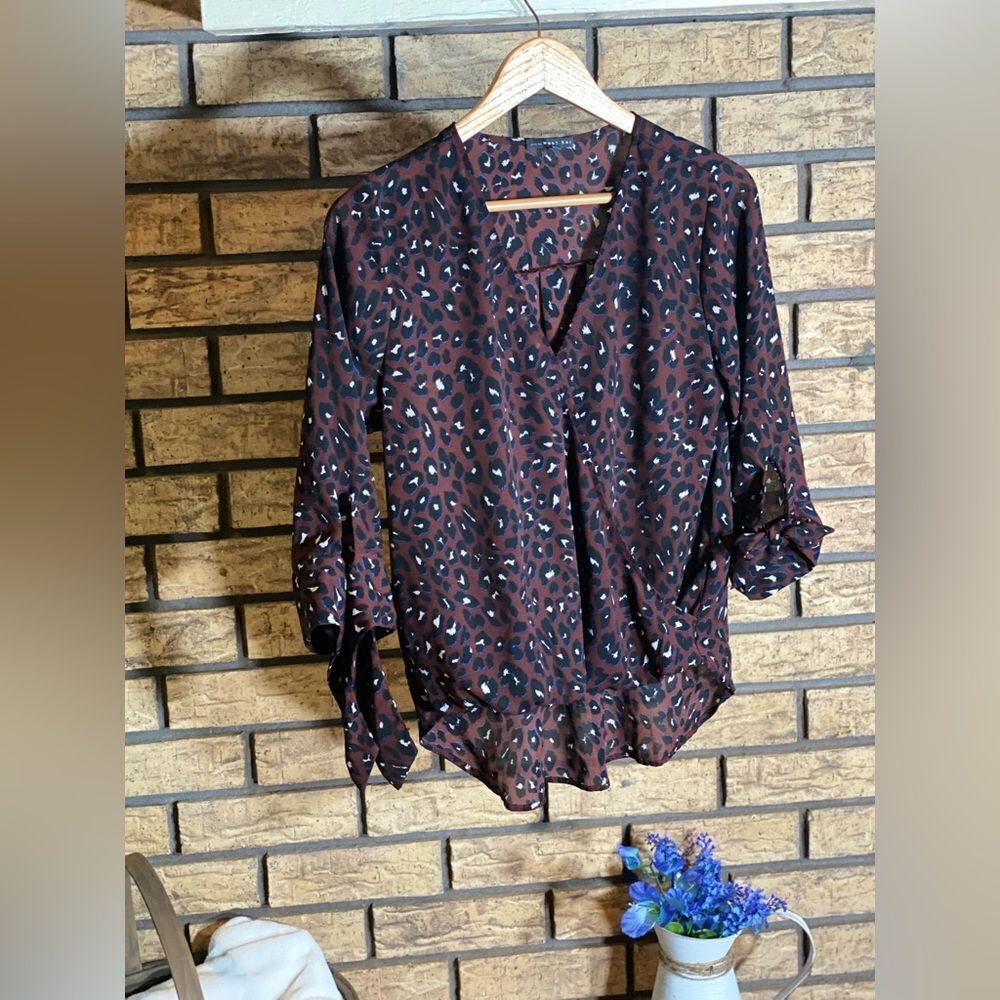 West Kei Brown Leopard Print Blouse